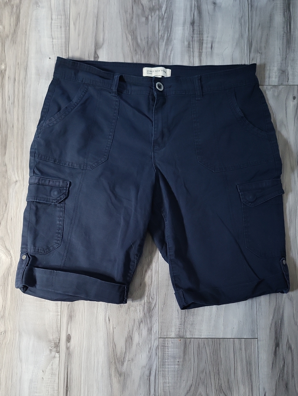 Jones New York Dark Navy Cargo Shorts with Multiple Pockets
